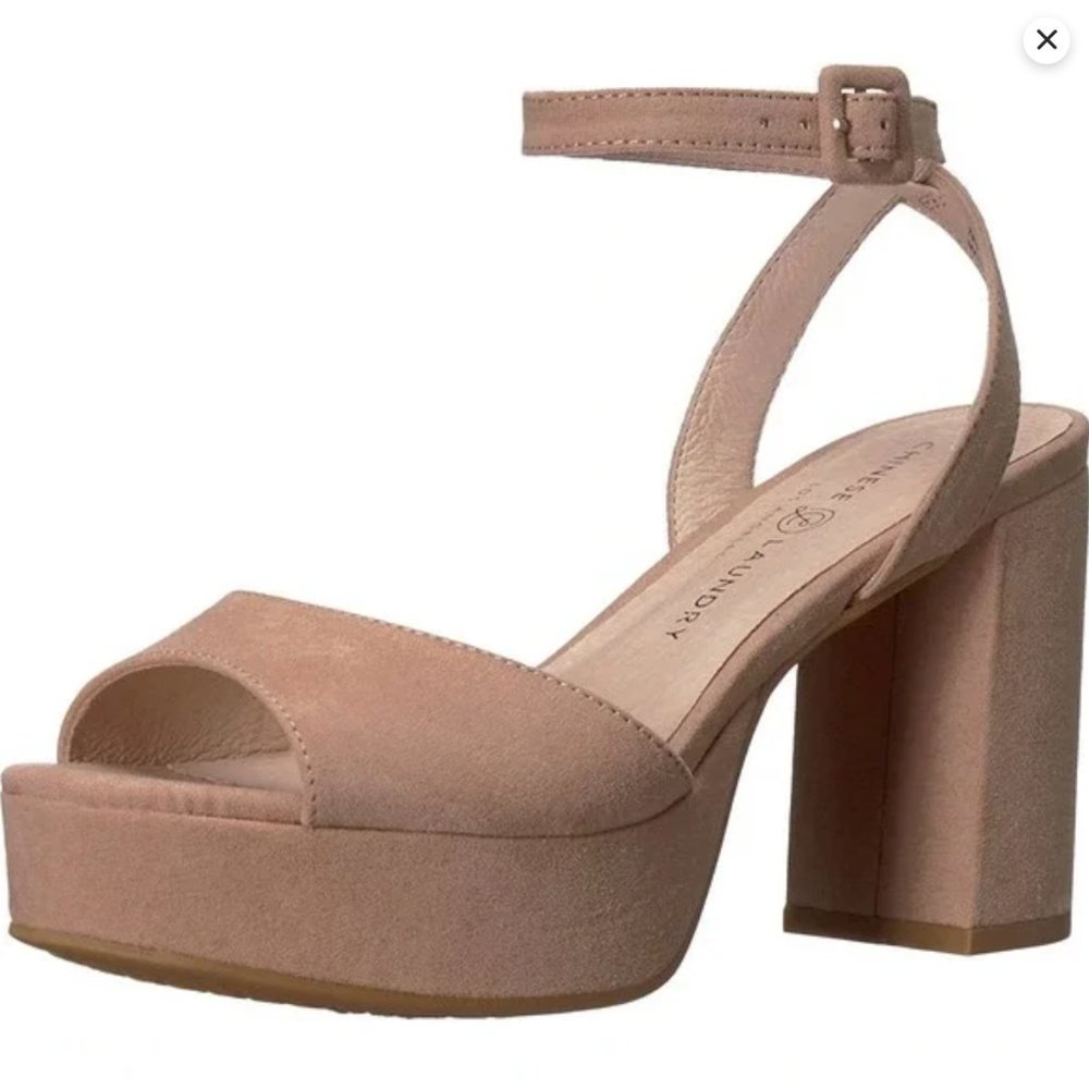 Chinese Laundry Women's Theresa Heeled Sandal Size 8 Dark Nude Suede